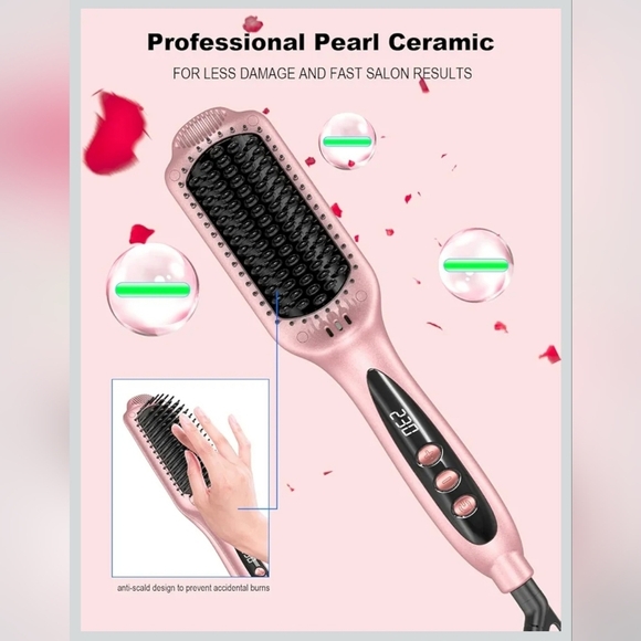 Landot Rose Gold Hair Straightening Brush - Picture 6 of 15